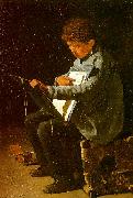 Francois Bonvin Seated Boy with a Portfolio Norge oil painting reproduction